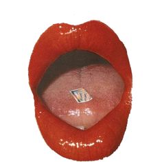 an orange lip with a sticker on it