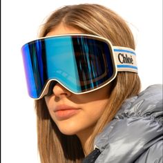 Nwt And In Box. Brand Brand New! Details Flaunting Mirrored Lenses, Chlo's Cassidy Ski Goggles Feature An Elasticized Band With A Rubberized Logo And A Striped Border. 100% Uv Protection Mirror Lenses Case And Cleaning Cloth Included Injection/Polycarbonate Made In Italy Size 99mm Lens Width Smith Goggles, Chloe Logo, Ski Goggles, New Details, Glasses Accessories, Cleaning Cloth, Blur, Goggles, Fashion Collection