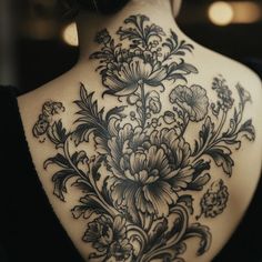 Dark Tattoos Tattoo Design Pack Shoulder Cap Floral Tattoo, Grey Floral Tattoo, Floral Chest Tattoo, Black And Grey Floral Tattoo, Chest And Back Tattoo, Dark Tattoos, Dark Tattoo, Back Tattoos, Grey Floral