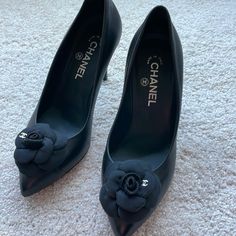 Very Good Condition Chanel Pumps. Black Leather . Size 40 Minor Wear And Tear. Please Ask If You Would Like More Pics. Spring Black Calf Leather Heels, Elegant Black Calf Leather Heels, Designer Black Heels For Business, Designer Black Leather Heels, High-end Black Leather Heels, Chic Black Calf Leather Heels, Designer Black Heels For Office, Chanel Pumps, Shoes Chanel