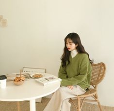 Korean Daily Fashion - Official Korean Fashion 90s Chola Fashion, Anime Rooms, People References, White Long Skirt, Light Denim Jeans, White Mini Skirts, Frilly Blouse, Green Long Sleeve Shirt