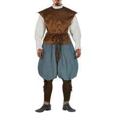 PRICES MAY VARY. 3-PIECE include 1 Renaissance top, 1 belt, 1 pair pants VERSATILE COSTUME This men's medieval costume offers an attractive and authentic look, the vest and shirt are one piece, perfect for cosplay, Halloween costume, renaissance exhibition, performances, and medieval parties ADJUSTABLE FIT The medieval outfits comes with a waist belt for easy adjustments, as well as elastic sleeves and pants, allowing you to achieve a comfortable and perfect fit EYE-CATCHING DESIGN This mens Ren Mens Ren Faire Outfit Plus Size, Male Ren Faire Costume, Peasant Costume Male, Mens Medival Costumes, Men’s Medieval Costume, Medieval Peasant Boy, Ren Faire Costume, Medieval Party, Viking Costume