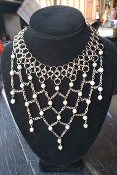 pandora chainmail necklace with mother of pearl beads statement necklace chainmaille😍 Luxury Chainmail Metal Jewelry, Chainmaille Jewelry Patterns, Chain Maille Necklace, Chainmail Patterns, Chainmail Necklace, Chainmail Jewelry, The Time Has Come, Chain Maille Jewelry, Goth Jewelry