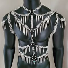 Burning Man Accessories, Rave Outfits Men, Body Chain Harness, Festival Outfits Men, Chain Harness, Rave Costumes, Chest Harness, Burning Man Outfits