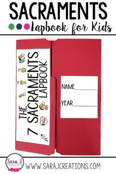 a red book with the words sacramentos lapbook for kids