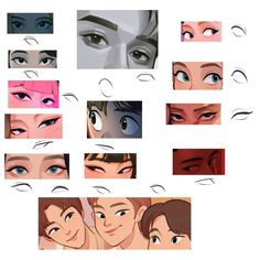 an image of many different eyes and nose shapes for the character's avatars