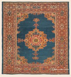 Showcasing a rare combination of deeply saturated natural dyes, including a cerulean blue base and burnished gold in its center medallion and spandrels, this is among the most dramatic examples of the casually elegant artistry we have encountered in the fine 19th century Sultanabad rugs. Rich striations of hue (known as abrash) shimmer across the field, while a majestic medallion presides with elegant, balanced symmetry.

SULTANABAD

WEST CENTRAL PERSIAN ANTIQUE CARPET

9' 4" x 10' 0" (284cm x 305cm) — Late 19th Century
(High-Decorative)

*Rugs are shared for educational purposes only. Availability is not guaranteed. Casually Elegant, Cerulean Blue