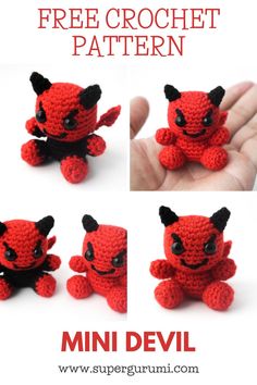 crocheted mini devil amigurt pattern by supergrumpi on etsy