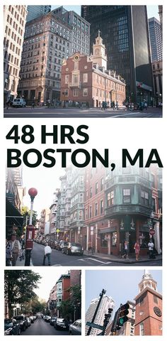 the cover of 48 hrs boston, ma with images of buildings and street lights