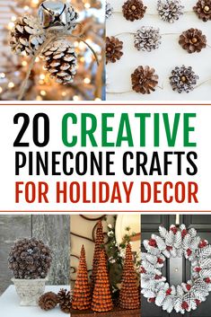 pinecone crafts for holiday decor with text overlay