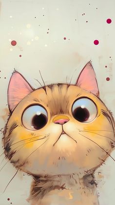 a painting of a cat with big eyes