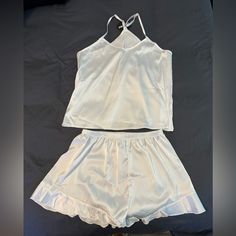 White Satin Pajama Set. Never Worn. Is Perfect For Getting Ready For Your Wedding! Or Just Pajamas. Satin Pajama Set, Silk Pajama, Satin Pajama, Silk Pajama Set, Satin Pyjama Set, Satin Pajamas, Silk Pajamas, White Silk, White Satin