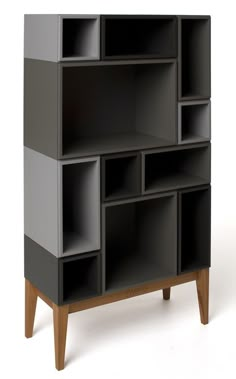 a black shelf with several cubes on it