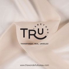 there is a white sheet with the words tru on it and a black logo