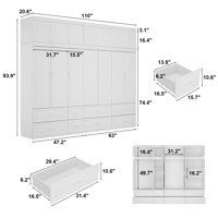 the measurements for an armoire with drawers and shelves in white, shown from above