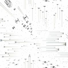 an image of space shuttles flying through the air with stars and lines in the background