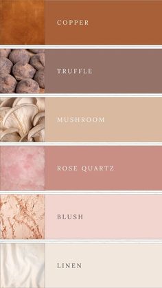 different shades of paint that are in the same color scheme, including pink and brown