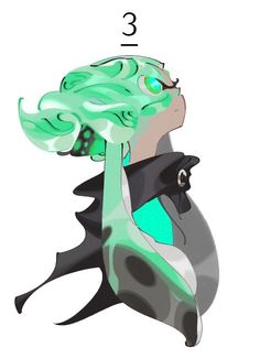 a drawing of a woman with green hair