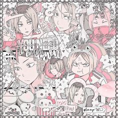 an anime poster with many different faces and words on it, including the title's name