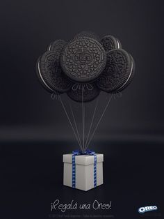 an oreo box with five cookies in it and the words if regals and oreos are wrapped in blue ribbon