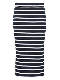 Banana Republic Womens Stripe Ribbed Midi Pencil Skirt Bold Blue Stripe Spring Midi Pencil Skirt In Elastane, Spring Midi Elastane Pencil Skirt, Spring Midi Pencil Skirt, Chic Ribbed Knee-length Bottoms, Ribbed Midi Skirt For Work, Chic Ribbed Skirt For Work, Casual Knee-length Elastane Pencil Skirt, Chic Ribbed Midi Skirt, Stretch Midi-length Pencil Skirt For Day Out