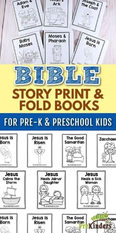 the bible story print and fold book for pre - k and preschool kids is shown