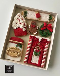 an instagram box with christmas cookies and decorations