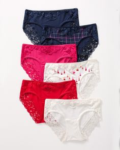 Get the lace you love with the comfort you're craving in our Soma Intimates exclusive Embraceable® Signature Lace Hipster 6 Pack. In a beautiful mix of solids and prints, these panties are made from a smooth, ultralight fabric that's more breathable than cotton. The low-rise hipster design gives you perfect coverage in back, but the top won't show with low-waist jeans or shorts. They're beautifully trimmed in our signature lace and packaged in a reusable clear plastic zip-top bag that's handy fo Hipster Design, Sleep Clothes, Low Waist Jeans, Soma Intimates, The Vanishing, Sleepwear Pajamas, Clear Plastic, 6 Pack, Shapewear