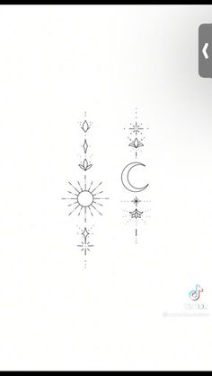 an image of the sun and moon tattoos on someone's left arm, with arrows pointing