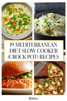 the top ten mediterraneanan diet slow cooker crock pot recipes are shown here