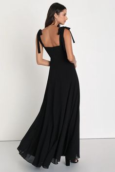 Maxi Dresses, Casual Long Dresses - Sexy Long Black Dresses - Lulus Flowy Black Dress, Square Neck Maxi Dress, Flowy Maxi Skirt, Black Bridesmaid, Black Bridesmaids, Flowy Maxi Skirts, Perfect Bridesmaid Dress, Maid Of Honour Dresses, Black Bridesmaid Dresses