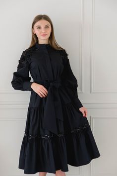 Introducing my Women's Black Midi Lace Dress, a piece that perfectly blends elegance and comfort. With intricate lace detailing and long sleeves, this dress is ideal for a range of occasions, from casual outings to formal events. Its minimalist design makes it a sophisticated choice while ensuring you feel stylish every time you wear it. I've crafted this dress from soft, breathable fabric that drapes beautifully on all body types. The midi length adds a modern touch, allowing for easy movement while keeping a polished look. Whether you pair it with heels for a night out or dress it down with flats for a more relaxed vibe, this black lace dress is versatile enough for any situation. ◆ Elegant lace detailing for a refined look   ◆ Long sleeves for added warmth and sophistication   ◆ Versati Black Lace Midi Dress, Black Lace Dress, Unique Dresses, Elegant Dress, Polished Look, Formal Wear, Boho Dress, Elegant Dresses, Dress Clothes For Women