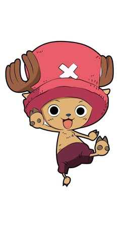 a cartoon character wearing a red hat with antlers on it's head and eyes