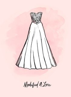 a drawing of a wedding dress on a pink background with the words modded at size