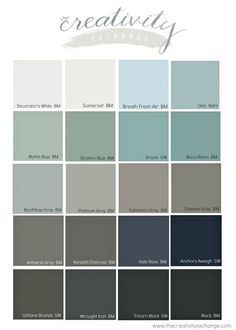 several shades of blue and gray are shown in the same color scheme, each with different names