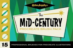 the mid century procreate brush pack includes 15 professional brushes for procreate illustators