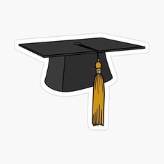 a graduation cap with a tassel hanging from it's side sticker on a white background