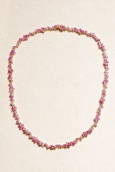 Sydney Evan's necklace is part of the brand's 'Cocktail' collection, which is comprised of elegant designs fit for your next formal event. Crafted from 14-karat gold, it's set with clusters of faceted pink sapphires interspersed with smaller diamonds. It pairs well with virtually any neckline, thanks to its shorter length. Pink Diamond Necklace, Pink Sapphire Necklace, Dr Belongings, Jewelry Accessories Ideas, Sydney Evan, Sapphire Necklace, Fine Jewelry Designers, Accessories Ideas, Elegant Designs