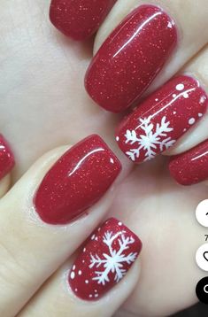 Red Christmas Nails, Holiday Nail Designs, Cute Christmas Nails, Christmas Nails Easy, Christmas Nail Art Designs, Blue Nail, Red Nail, Winter Nail Designs