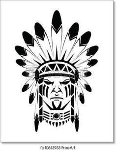 Indian Chief Tattoo, American Indian Tattoos, Native Tattoos, Indian Skull, Indian Tattoo, Free Art Prints, Maori Tattoo, Indian Chief, American Indian Art