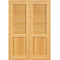 two wooden doors with shutters on each side