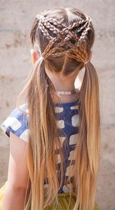 Les couettes aux racines nattées  #coiffure #beauté #cheveux #fille #couettes #magicmaman Cool Hairstyles, Braids, Lily, Hair Styles, Hair, Beauty, Plaits