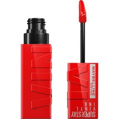 PRICES MAY VARY. Glossy Maybelline Superstay Vinyl Ink Liquid Lipstick: This longwear liquid fire engine red lipcolor delivers no-budge vinyl color and up to 16 hour wear, featuring our Color Lock formula that defies smudging and transfer; Simply shake and swipe Vegan Formula: Swipe this comfortable color on your lips for an instant shine in a vegan formula with no animal derived ingredients. Now available in 20 saturated shades from bold red to nude. Get up to 16H of no-budge wear. To apply, si Maybelline Super Stay Vinyl Ink, Maybelline Superstay Vinyl Ink, Superstay Maybelline, Shimmer Lipstick, Best Red Lipstick, Maybelline Superstay, Chanel Rouge, Event Makeup, Revlon Super Lustrous