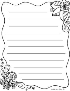 a blank paper with flowers and swirls on the border, in black and white