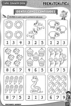 a spanish worksheet with numbers and pictures for children to learn how to draw them