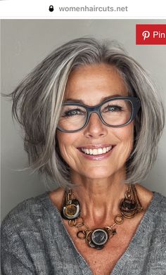 Womens Gray Hair, Short Haircut For Gray Hair, Womens Grey Hair, Short Layered Gray Hair, Hairstyles 60 And Over, Glasses And Grey Hair, Women Short Layered Haircuts, Gray Hair Glasses, Over 60 Womens Hairstyles