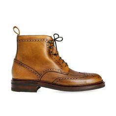 WINGTIP WOMEN BOOTS IN TANNED (DARK FINISH) GRAIN Elegant Lace-up Boots With Leather Sole And Round Toe, Classic Lace-up Boots With Leather Lining And Round Toe, Classic Lace-up Boots With Round Toe And Leather Lining, Luxury Moc Toe Business Boots, Elegant Ankle Lace-up Boots For Derby, Elegant Brogue Cap Toe Boots, Elegant Cap Toe Boots With Brogue Detailing, Luxury Cap Toe Boots With Brogue Detailing, Elegant Goodyear Welted Wingtip Boots