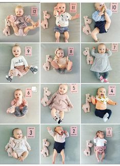 baby dolls and their numbers are shown in this collage