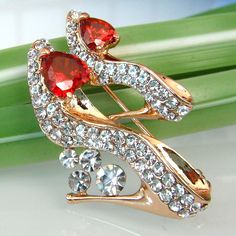 Brooches & Pins, 18k Gold Plated Red Cubic Zicon Austrian Crystal Shoes Brooch Pin - CM11S4ESJHH  #Brooches #Pins #Accessories #summeroutfits #Clothingmatch Crystal Shoes, Brooches