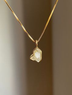 Herkimer Diamond Necklace 100%Handmade pendant Natural raw stone, unique termination - Herkimer Diamond  Chain isin stainless steel gold-plated Pendant metal is brass goldplated  Length 45cm + extension Raw Diamond Necklace, Herkimer Diamond Jewelry, Herkimer Diamond Necklace, Diamond Chain, Raw Diamond, Herkimer Diamond, Energy Crystals, Raw Stone, Quartz Pendant